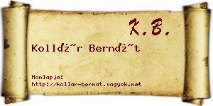 Kollár Bernát névjegykártya